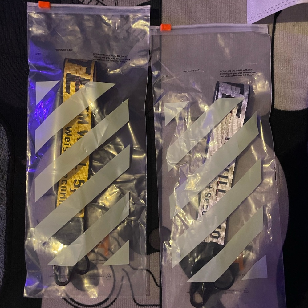 Off-White Industrial Belts in Yellow and White